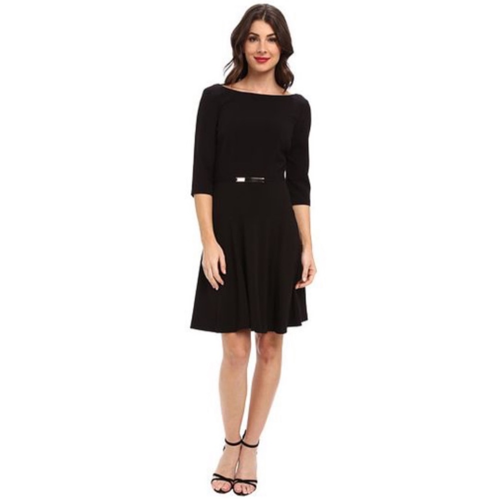 Tahari ASL Black Giovanni Fit & Flare Dress